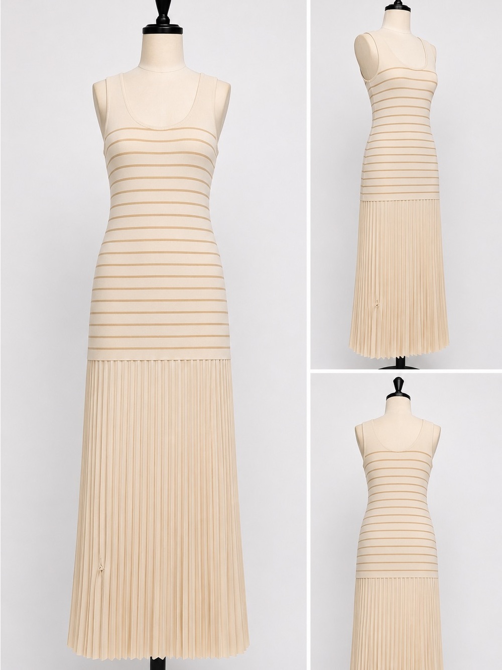 NWT Rag & Bone Millie Stripe Tank Dress XL Cream Pleated Maxi